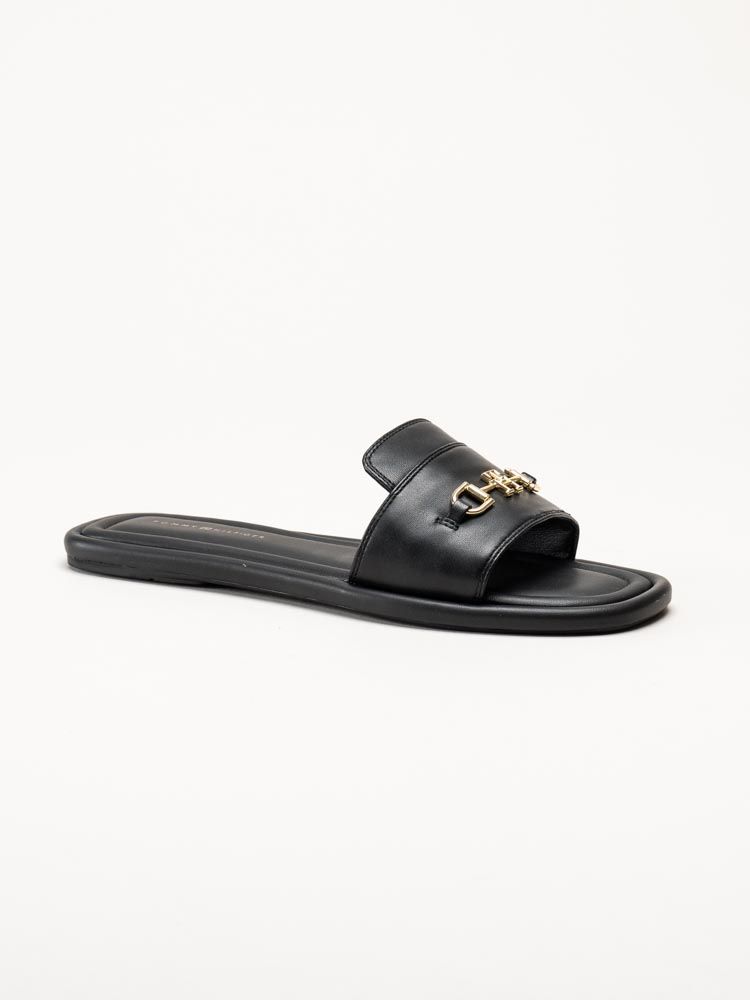Tommy Hilfiger - TH Leather Horsebit Mule - Svarta slip in sandaler i skinn
