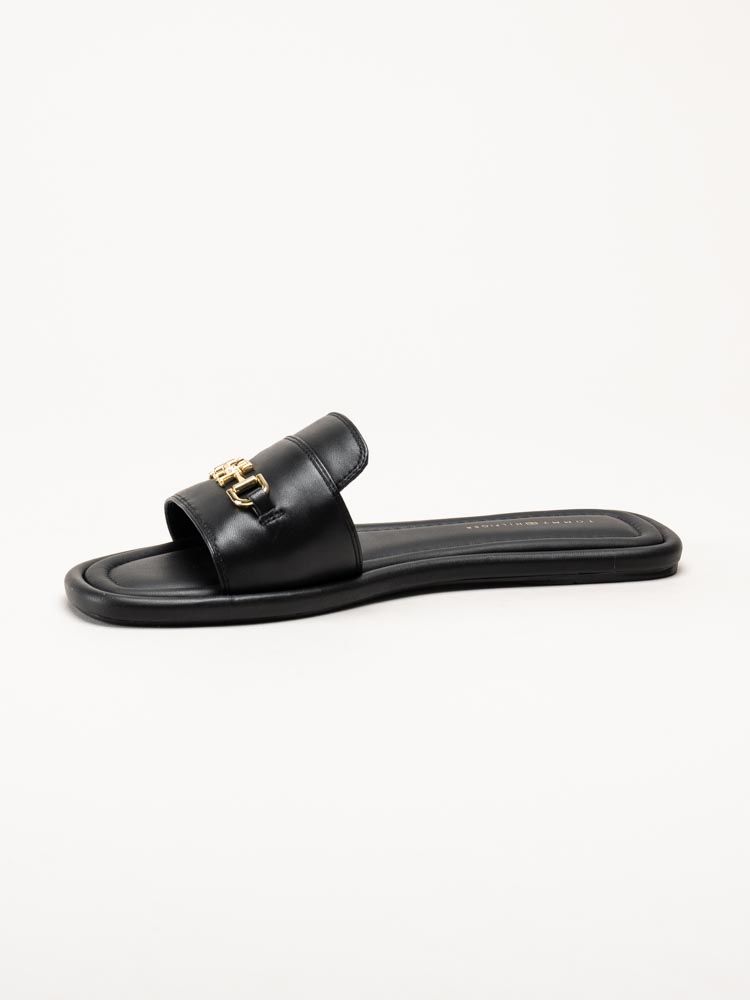 Tommy Hilfiger - TH Leather Horsebit Mule - Svarta slip in sandaler i skinn