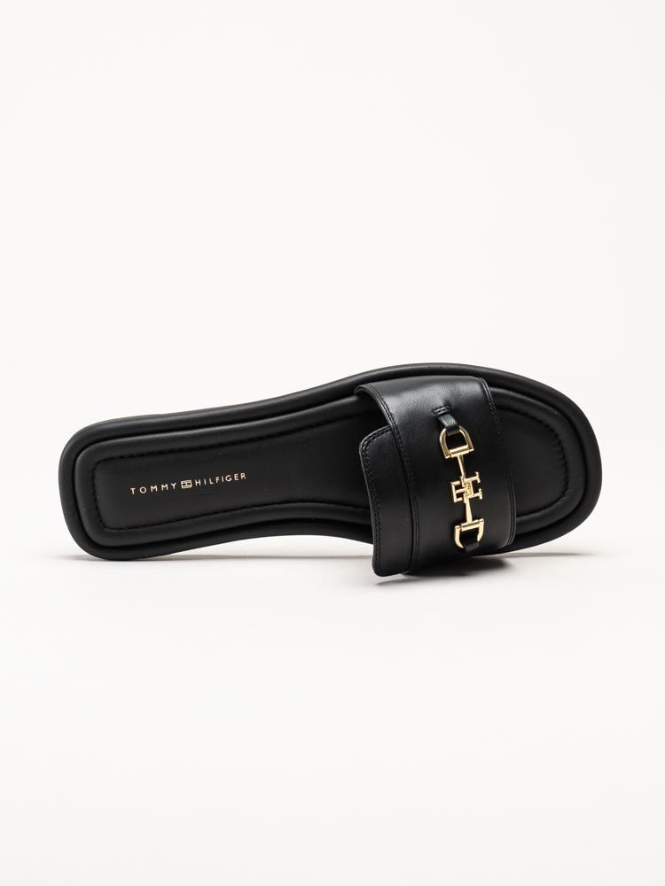 Tommy Hilfiger - TH Leather Horsebit Mule - Svarta slip in sandaler i skinn