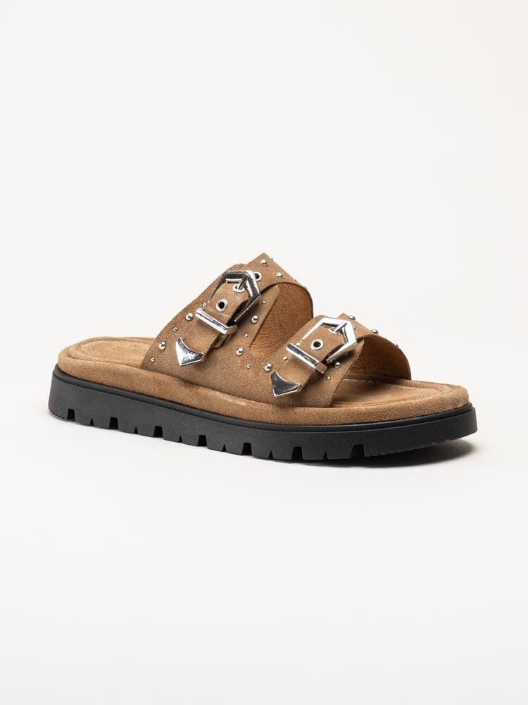 Johnny Bulls - Ljusbruna slip in sandaler i mocka