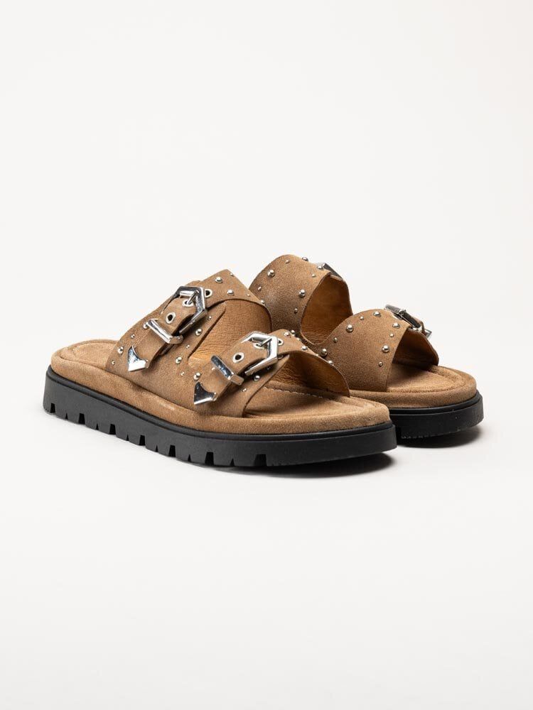Johnny Bulls - Ljusbruna slip in sandaler i mocka