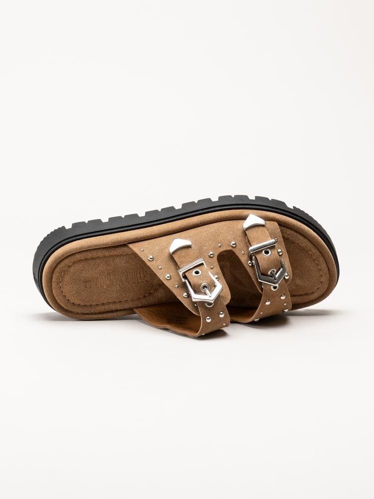 Johnny Bulls - Ljusbruna slip in sandaler i mocka