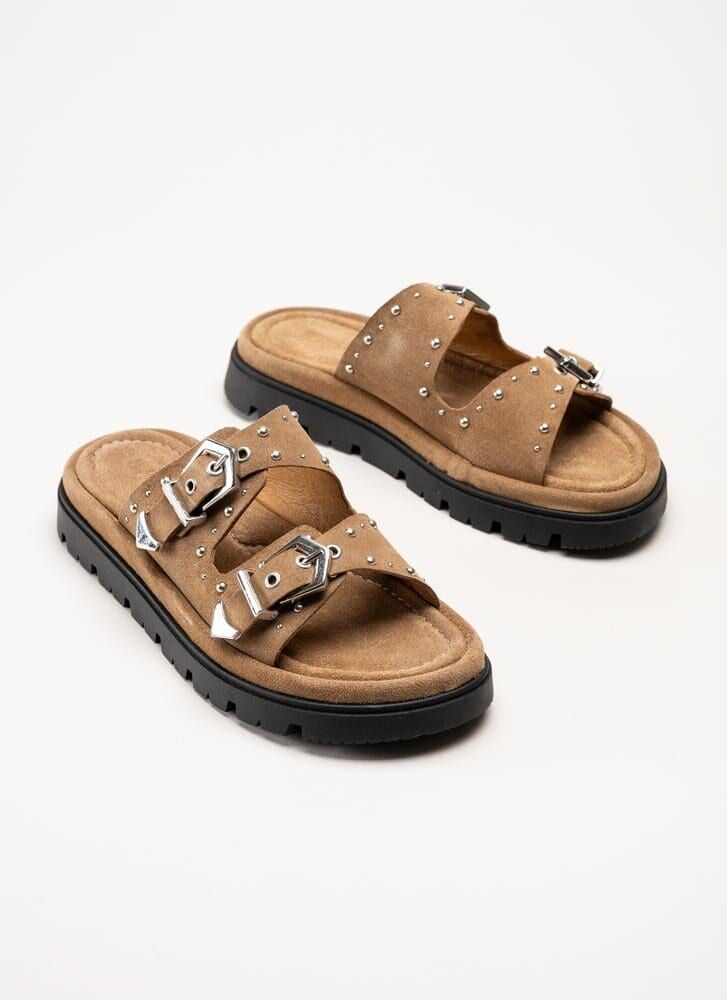 Johnny Bulls - Ljusbruna slip in sandaler i mocka