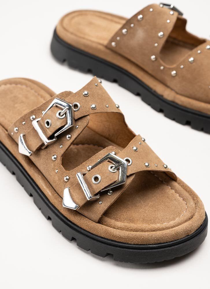 Johnny Bulls - Ljusbruna slip in sandaler i mocka