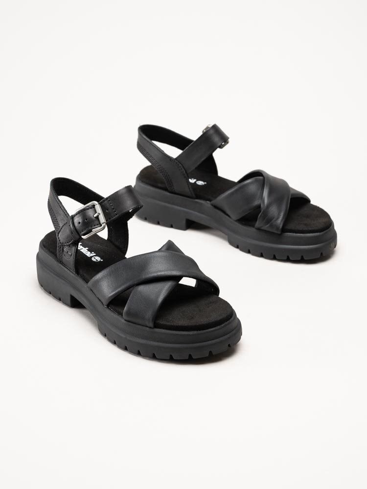 Timberland - London Vibe - Svarta sandaler med kryssomtag i skinn