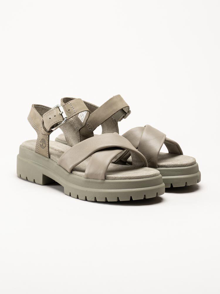 Timberland - London Vibe - Ljus Kahki sandaler med kryssomtag i skinn