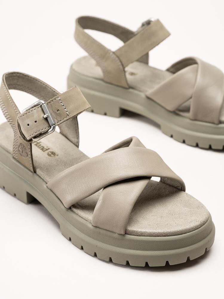 Timberland - London Vibe - Ljus Kahki sandaler med kryssomtag i skinn