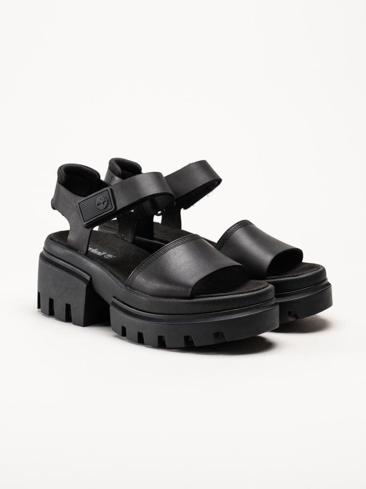 Timberland - Everleigh - Svarta platåsandaler i skinn