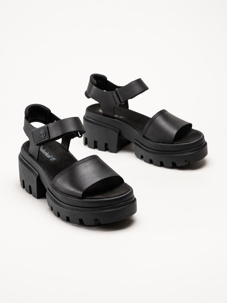 Timberland - Everleigh - Svarta platåsandaler i skinn