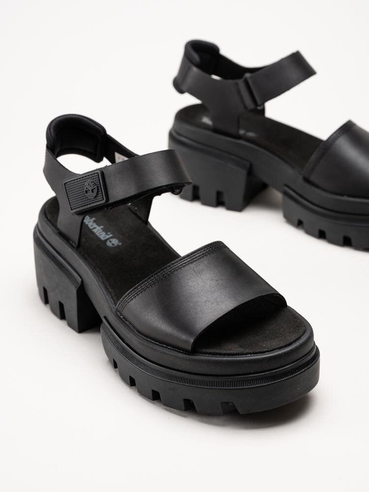 Timberland - Everleigh - Svarta platåsandaler i skinn