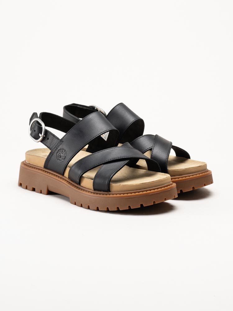 Timberland - Clairemont Way - Svarta remsandaler i skinn