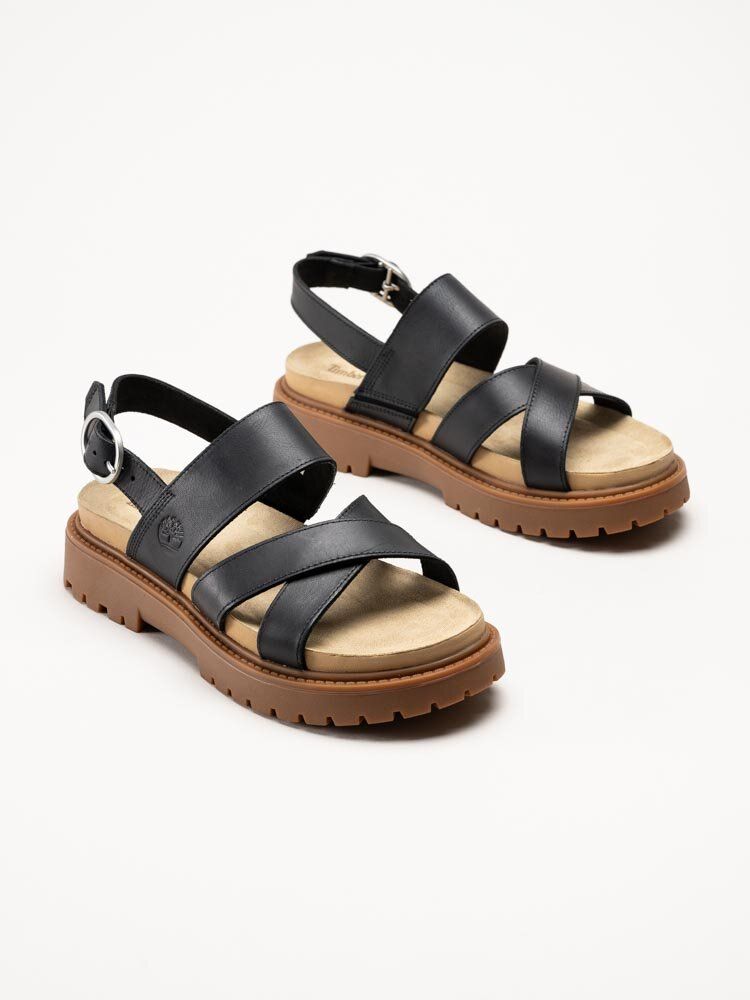 Timberland - Clairemont Way - Svarta remsandaler i skinn