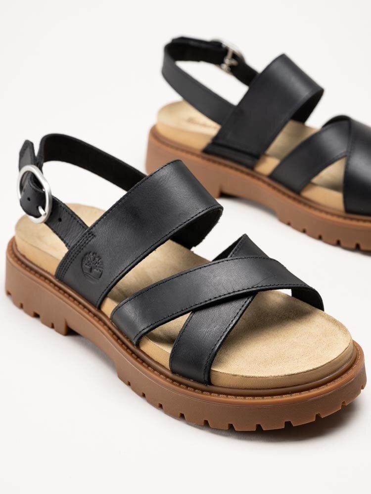Timberland - Clairemont Way - Svarta remsandaler i skinn