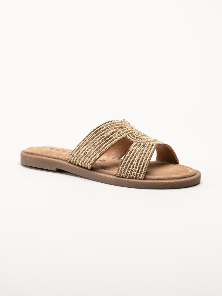 Tamaris - Guldiga slip in sandaler i skinn