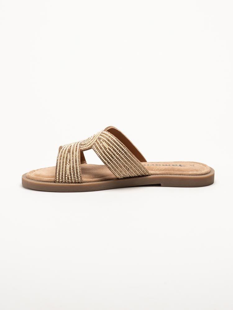 Tamaris - Guldiga slip in sandaler i skinn