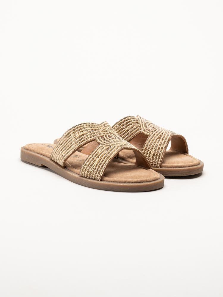 Tamaris - Guldiga slip in sandaler i skinn