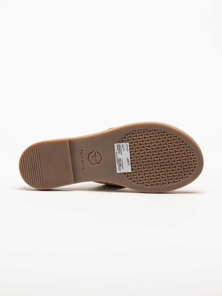 Tamaris - Guldiga slip in sandaler i skinn