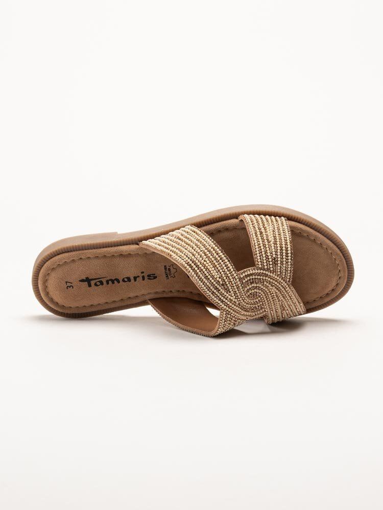 Tamaris - Guldiga slip in sandaler i skinn
