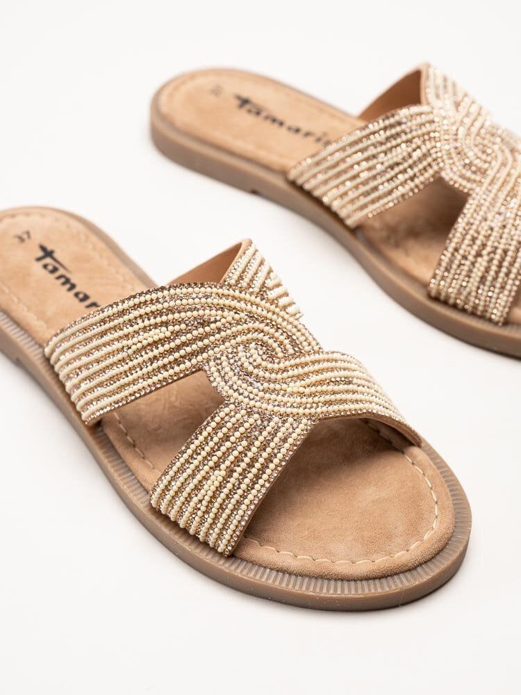 Tamaris - Guldiga slip in sandaler i skinn