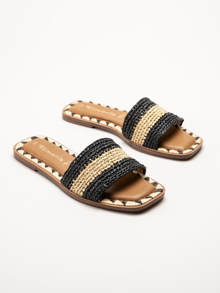 Tamaris - Svarta beige slip in sandaler