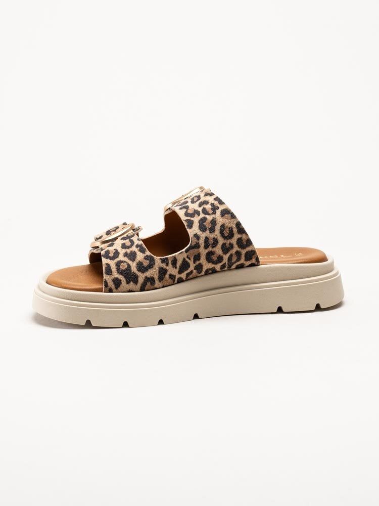 Tamaris - Leopardmönstrade slip in sandaler i mocka