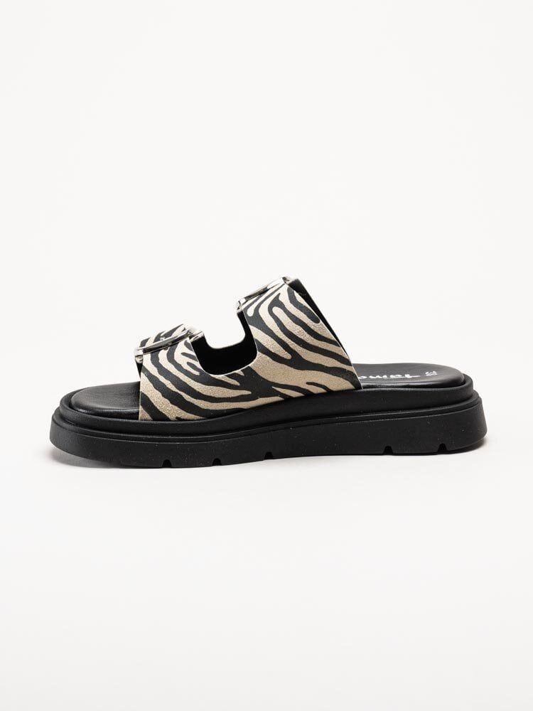 Tamaris - Zebramönstrade slip in sandaler i mocka