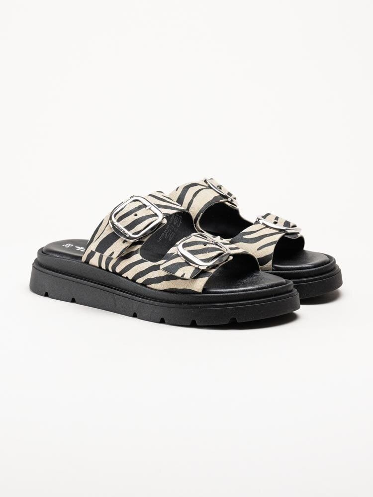 Tamaris - Zebramönstrade slip in sandaler i mocka