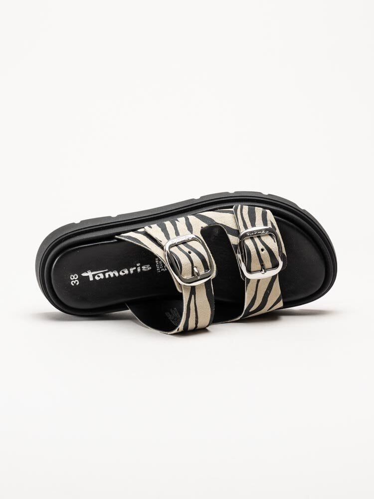 Tamaris - Zebramönstrade slip in sandaler i mocka