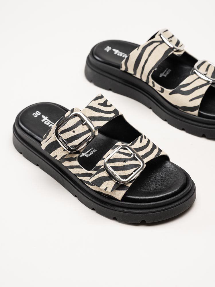 Tamaris - Zebramönstrade slip in sandaler i mocka