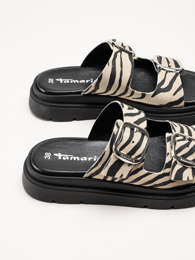 Tamaris - Zebramönstrade slip in sandaler i mocka