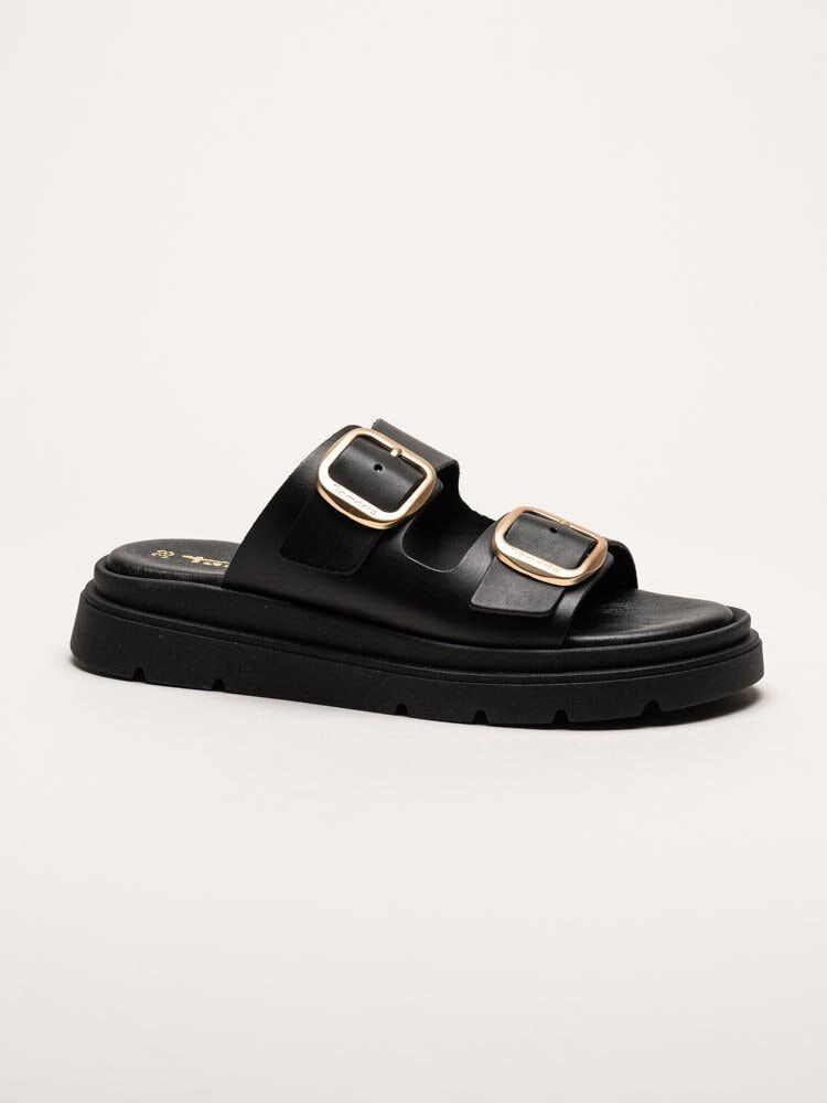 Tamaris - Svarta slip in sandaler i skinn