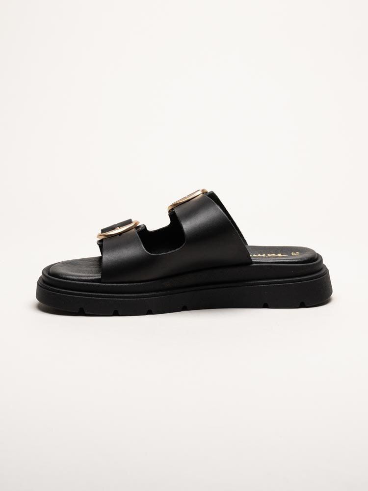 Tamaris - Svarta slip in sandaler i skinn