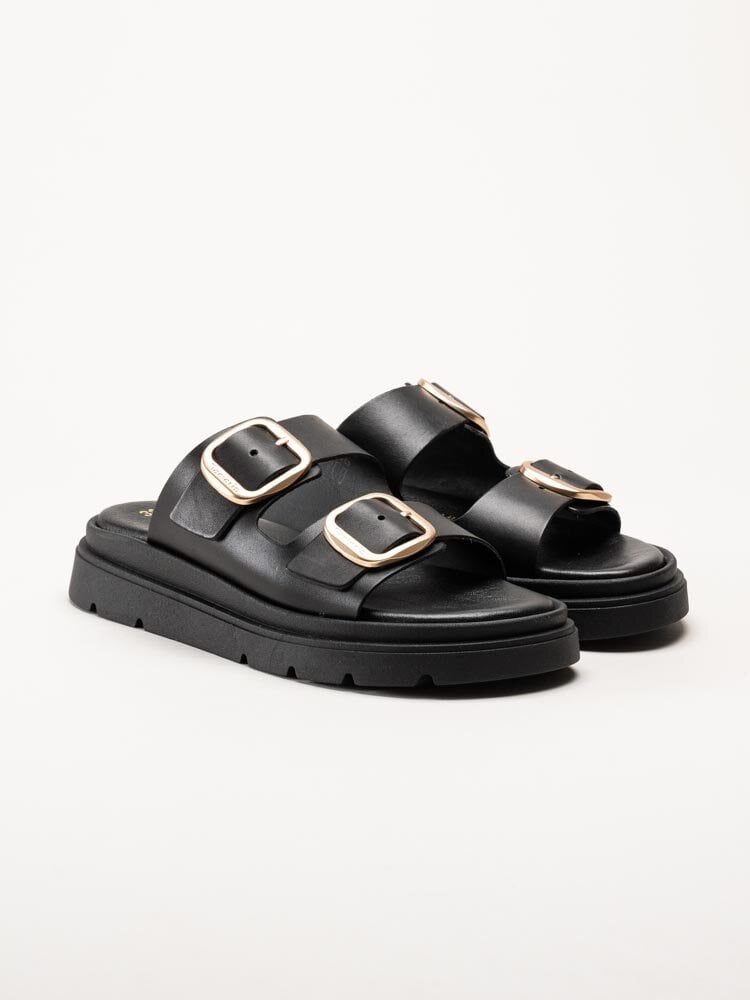 Tamaris - Svarta slip in sandaler i skinn