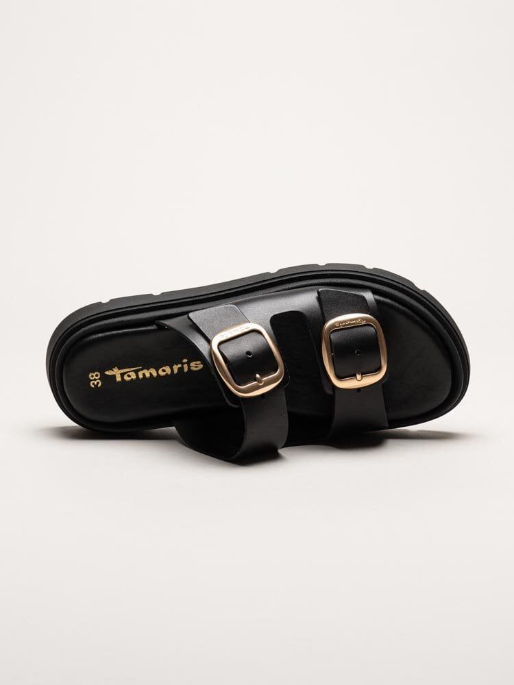 Tamaris - Svarta slip in sandaler i skinn