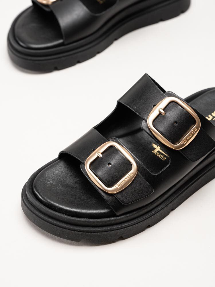 Tamaris - Svarta slip in sandaler i skinn