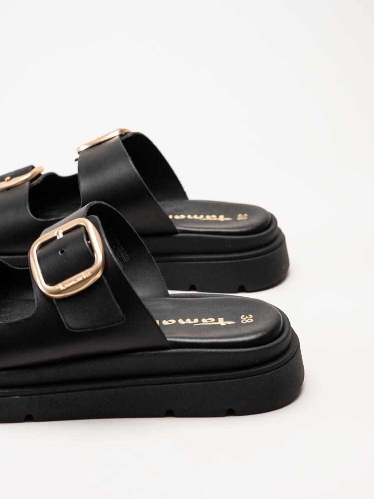 Tamaris - Svarta slip in sandaler i skinn