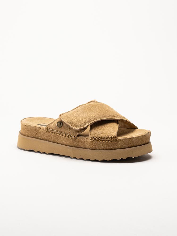 Axelda - Garda - Ljusbrun slip-in sandal i mocka