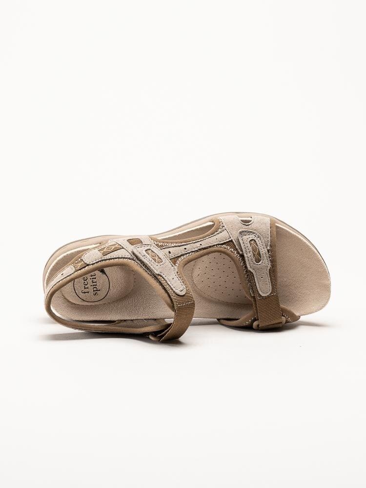 Axelda - Frisco - Beige sandaler i mocka och textil