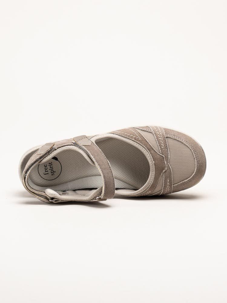 Axelda - Brylee - Beige sandaler i mocka och textil
