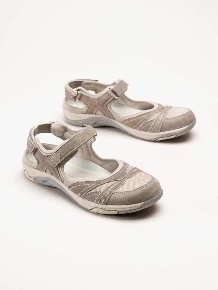 Axelda - Brylee - Beige sandaler i mocka och textil