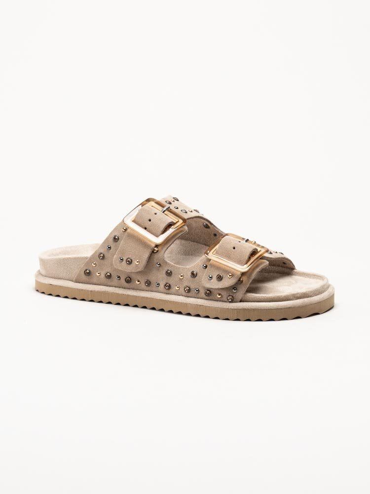 Colors of California - Beige Bio-sandaler i mocka med strass