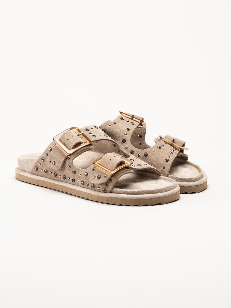 Colors of California - Beige Bio-sandaler i mocka med strass
