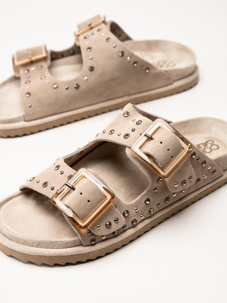 Colors of California - Beige Bio-sandaler i mocka med strass