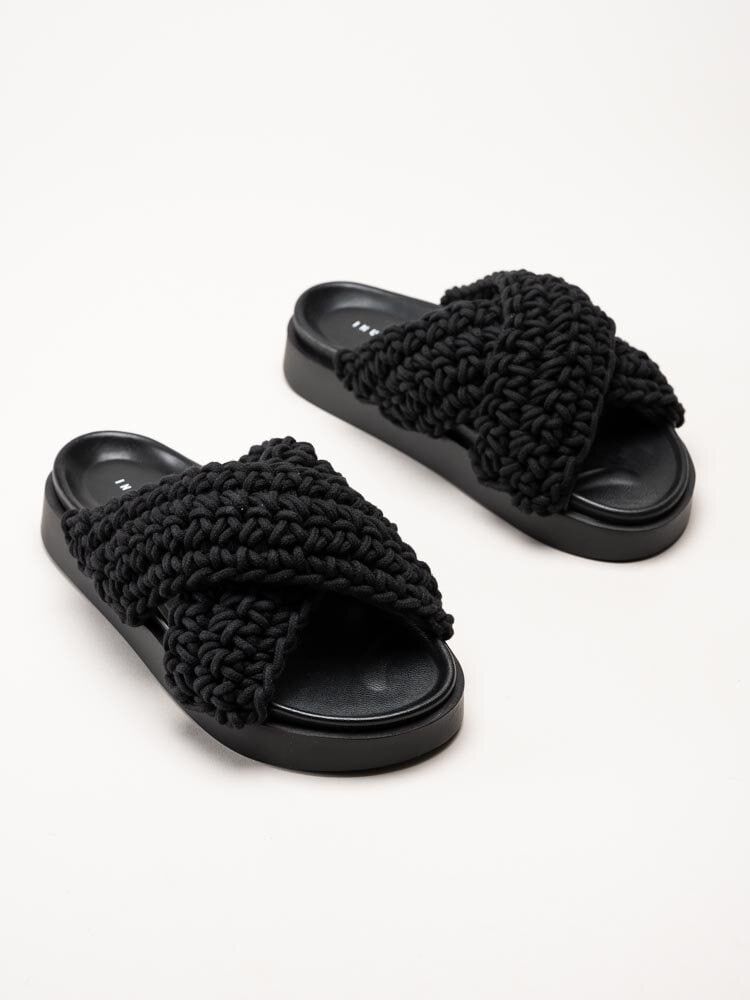 Inuikii - Woven - Svarta grovt virkade sandaler