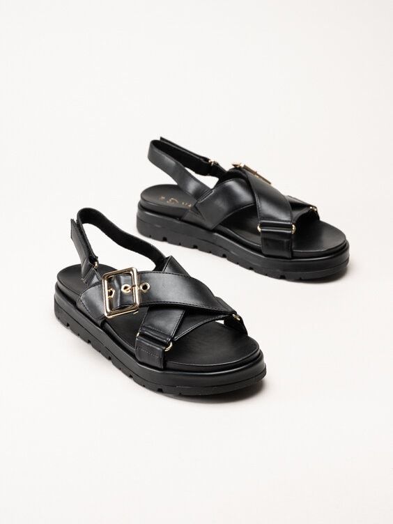Marco Tozzi - Svarta sandaler med korslagda remmar