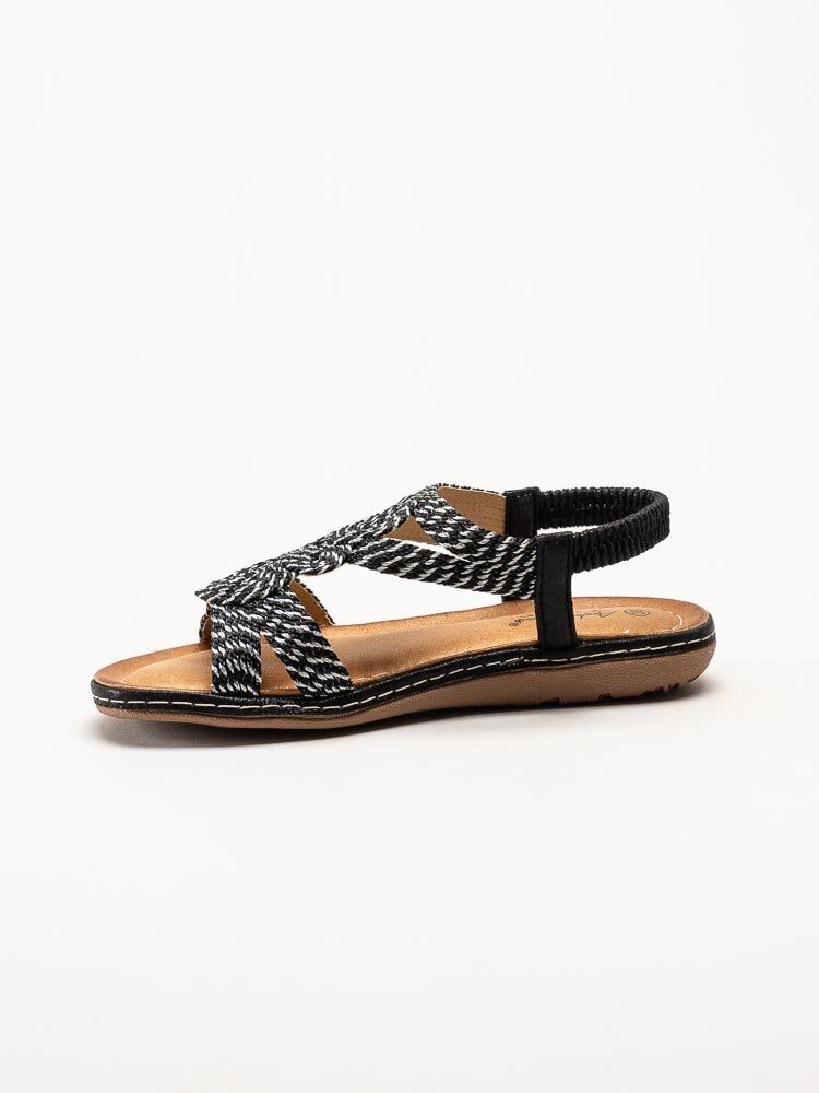 Andrea Conti - Svarta och silvriga t-sleif sandaler