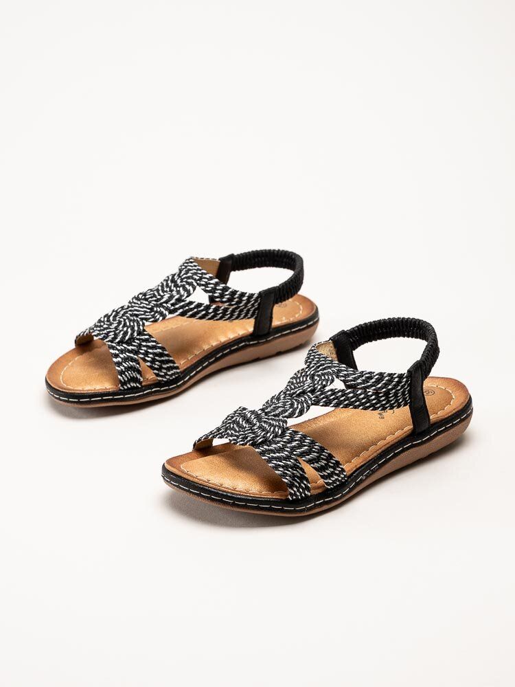 Andrea Conti - Svarta och silvriga t-sleif sandaler