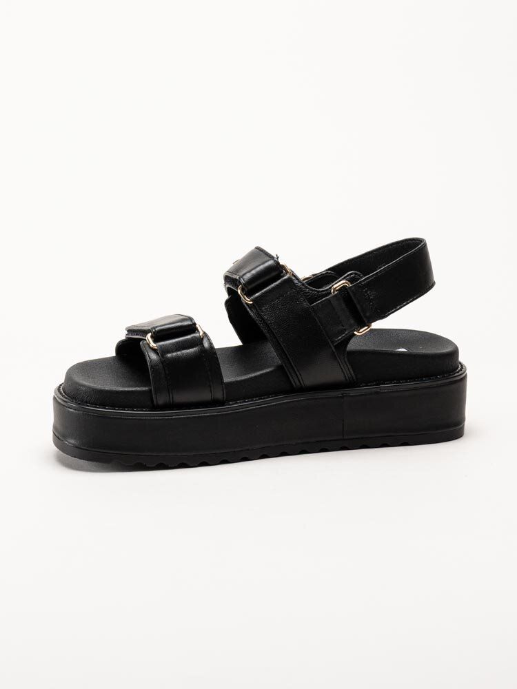 Steve Madden - Bigmona - Svarta platåsandaler i skinn
