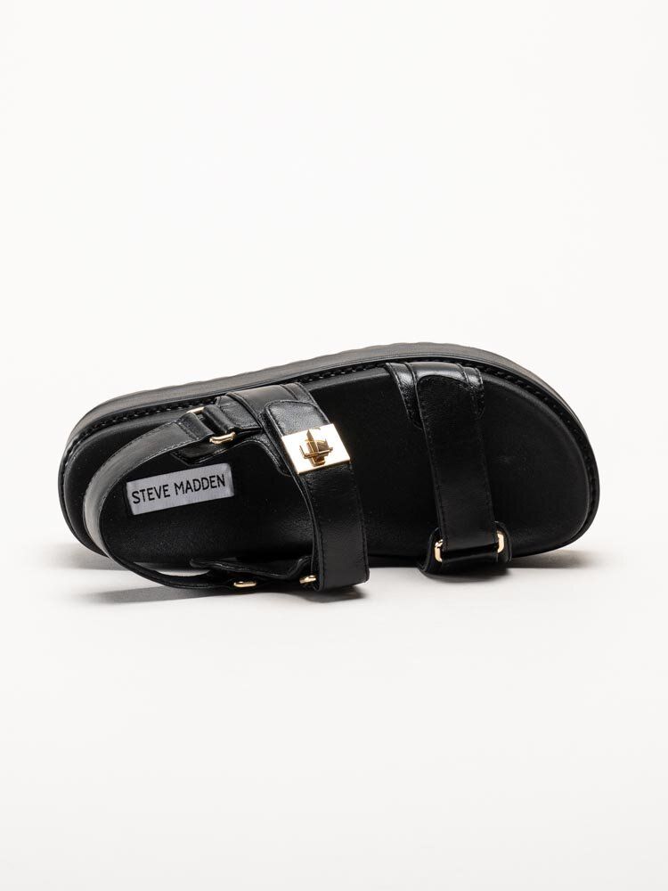 Steve Madden - Bigmona - Svarta platåsandaler i skinn