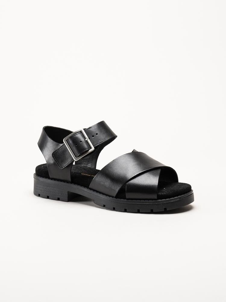 Clarks - Orinoco Cross D - Svarta remsandaler i skinn